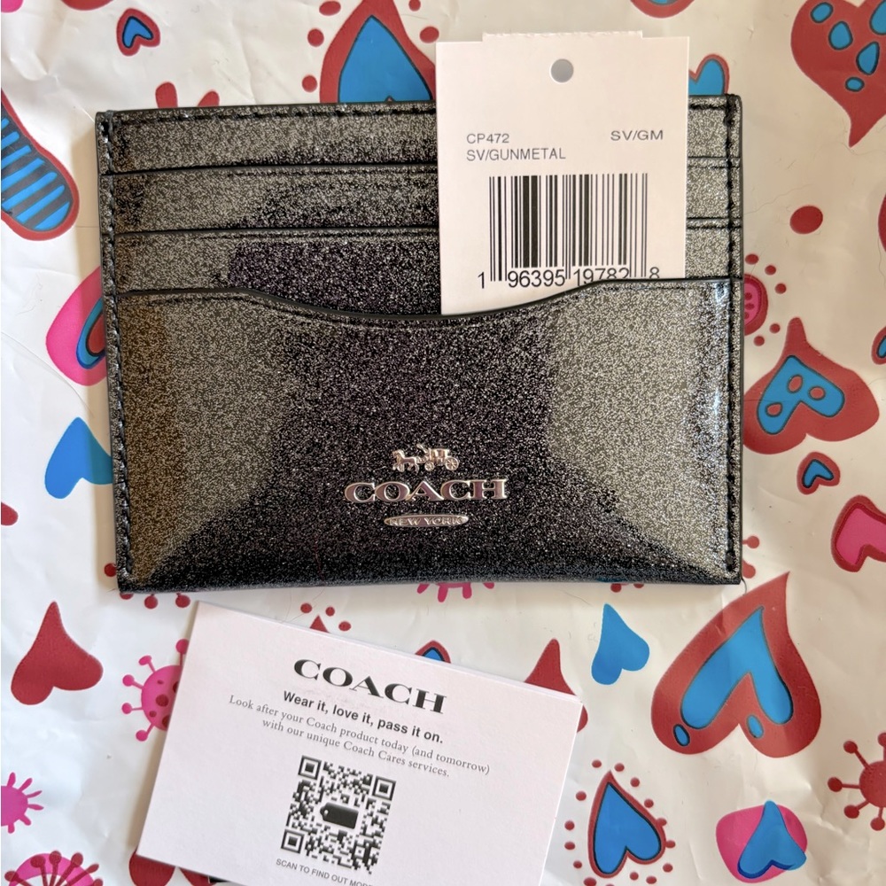 NWT COACH BLACK GLITTER💎💎🖤CARD HOLDER! No CALLOUTS
